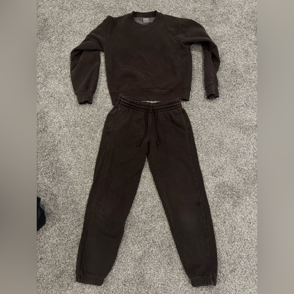 Aritzia TNA Cozy Fleece Brown Set